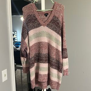 Torrid - 3 - Pink & Maroon stripped sweater / sweater dress